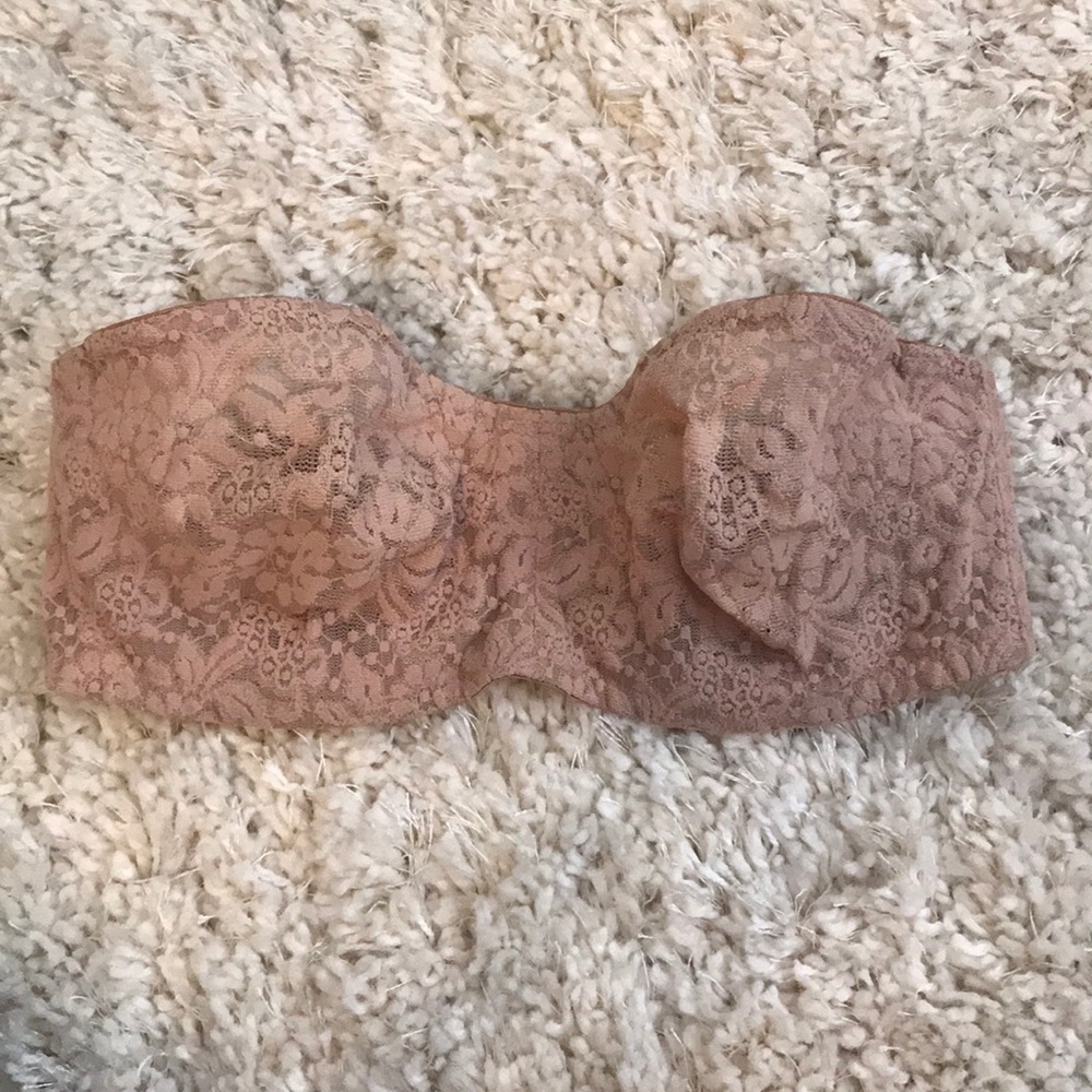 Nude lace strapless bra